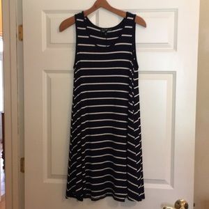 Navy & White Striped Shift Dress